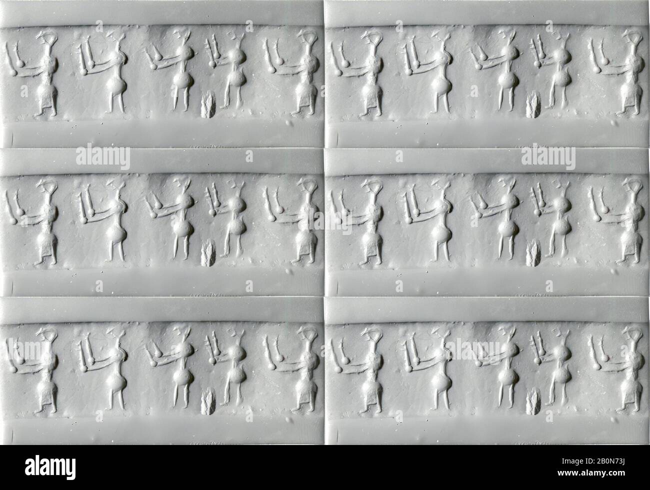 Zylinderdichtung, Jemdet Nasr, Datum ca. 3100-2900 v. Chr., Mesopotamien, Talkum, 0,75 Zoll (1,91 cm), Zylinderdichtungen Stockfoto