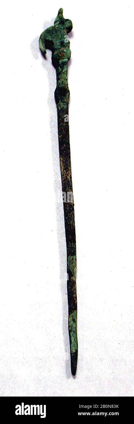 Kupferstift, Inka (?), 15. Bis 16. Jahrhundert, Peru, Inka (?), Kupfer (gegossen), Länge 6-13/16 Zoll. (17,3 cm), Metall-Namen Stockfoto