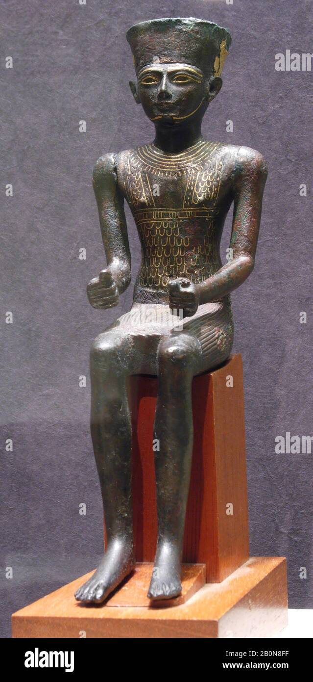 Statuette von Amun, Dritte Zwischenzeit, Dynastie 21-22, ca. 1070-712 v. Chr., Aus Ägypten, Cupreous Legierung, Edelmetalle, H. ohne Sockel 15,8 cm Stockfoto