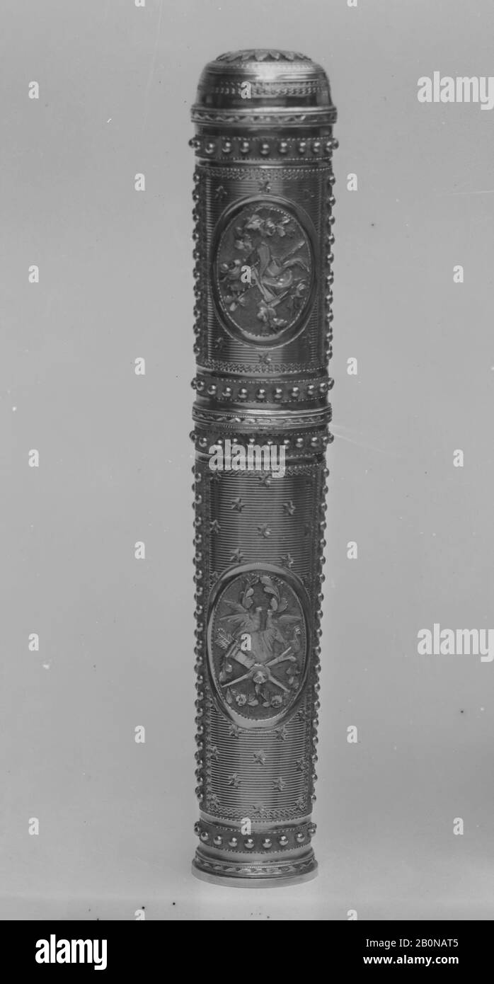 Siegelwachse (étui), Französisch, Paris, 1784-82, Französisch, Paris, Varizolored Gold, Länge: 4 3/4 Zoll. (12,1 cm), Metallwork-Gold und Platin Stockfoto