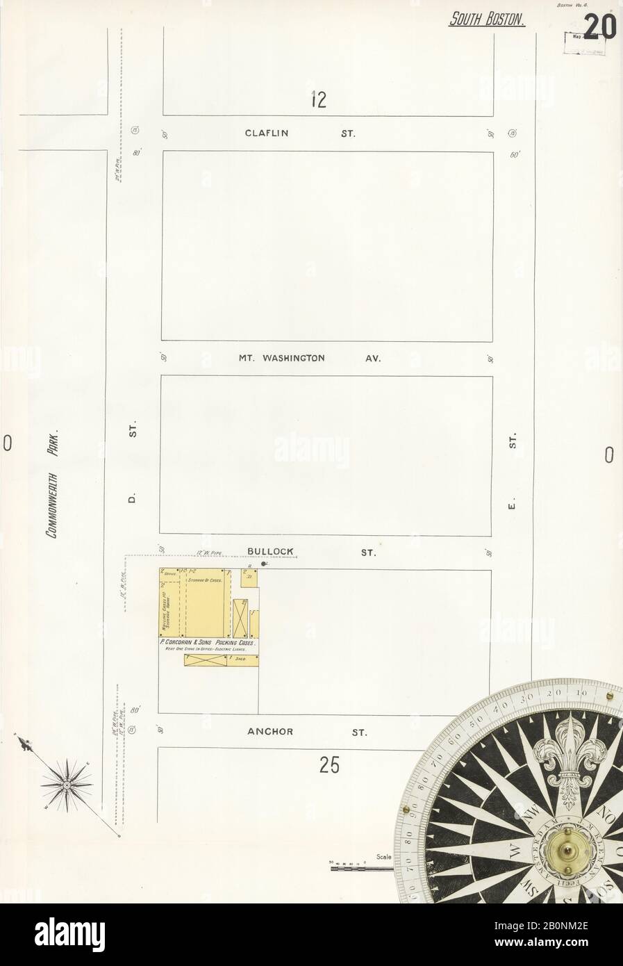 Bild 23 von Sanborn Fire Insurance Map aus Boston, Suffolk County, Massachusetts. Bd. 4, 1899. 109 Blatt(e). 2 Skelettkarten. Bound, Amerika, Straßenkarte mit einem Kompass Aus Dem 19. Jahrhundert Stockfoto