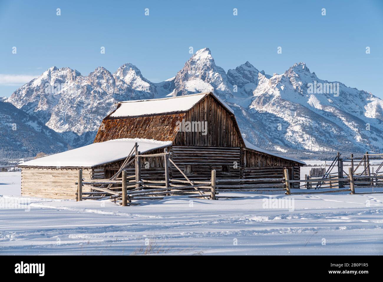 Winter in der Teton Mountain Range Stockfoto
