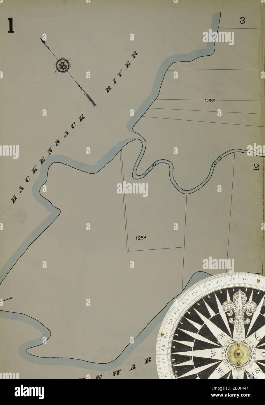Bild 2 von Sanborn Fire Insurance Map aus Hudson Co., Hudson County, New Jersey. Bd. 9, 1898. 80 Blatt(e). Inklusive Jersey City. Bound, Amerika, Straßenkarte mit einem Kompass Aus Dem 19. Jahrhundert Stockfoto