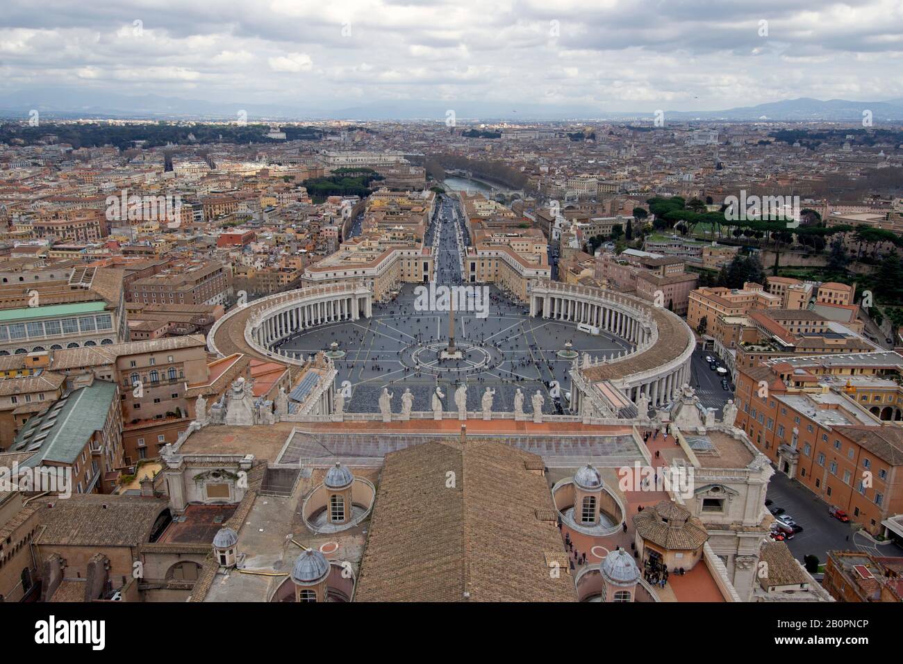 Blick auf den Petersplatz, die Vatikanstadt und den Vatikan Stockfoto