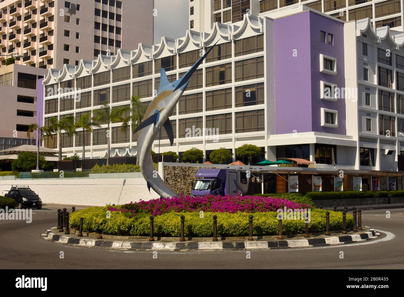 Marlin-Statue im Hafengebiet von Kota Kinabalu, Sabah, Borneo, Malaysia Stockfoto