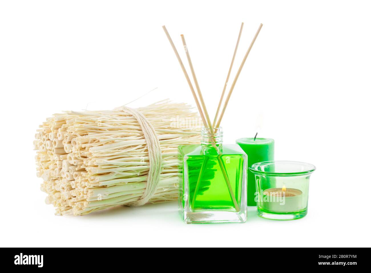 Glasflasche im Zimmer riecht nach grüner Chemikalie Stockfoto