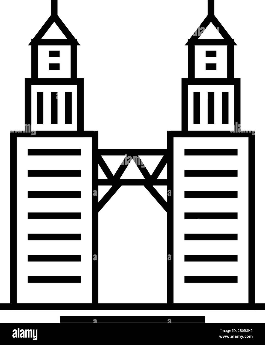 Liniensymbol für große Türme, Konzeptschild, Vektorgrafik umreißen, lineares Symbol. Stock Vektor