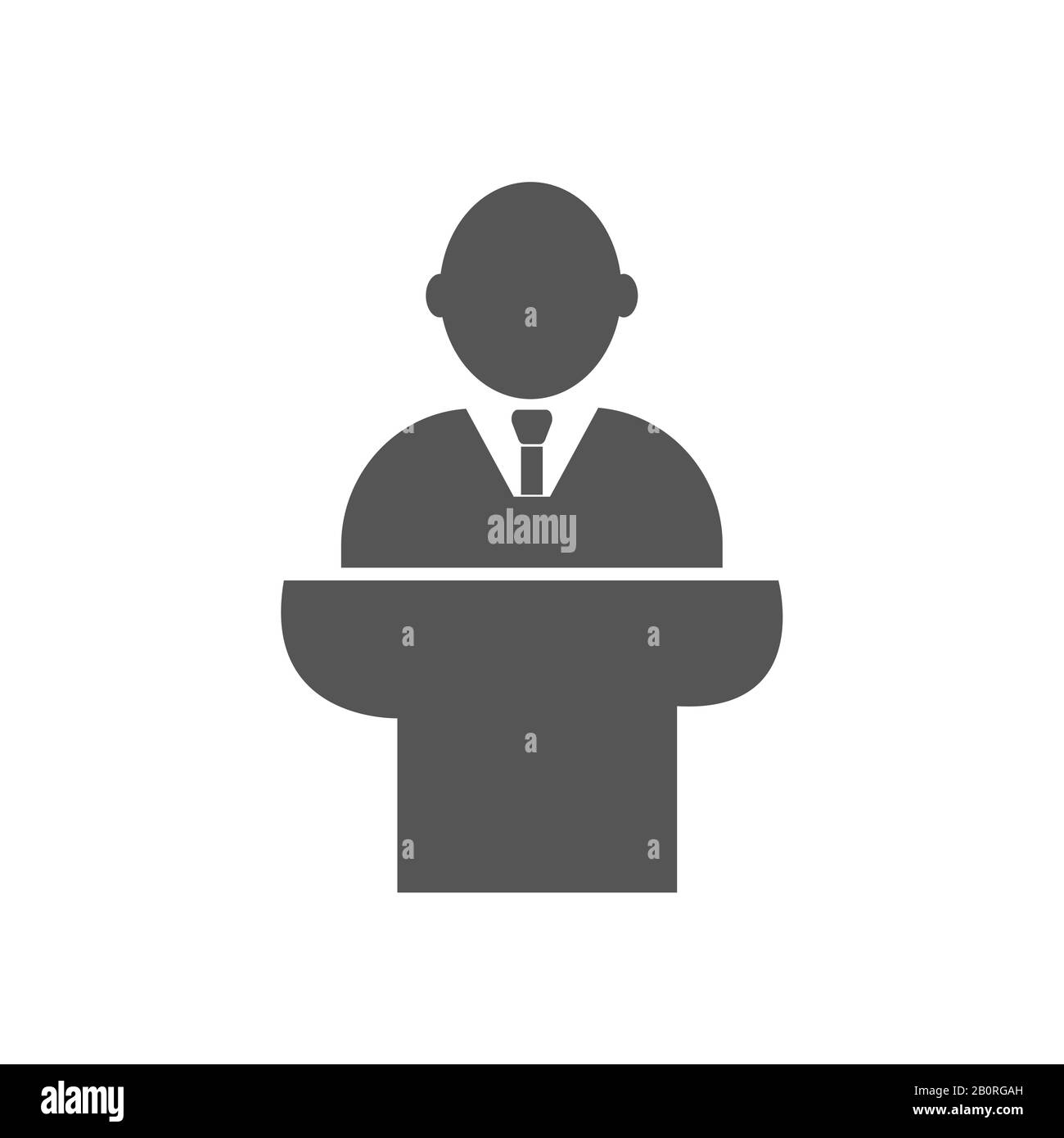 Orator spricht von Tribüne, Vektorgrafiken des öffentlichen Sprechers. Flaches Vektorzeichen. EPS 10 Stock Vektor