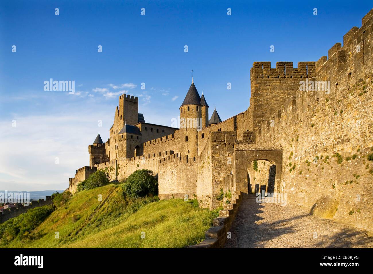 UNESCO-Weltkulturerbe, mittelalterliche Befestigungsstadt, Carcassonne, Departement Aude, Languedoc-Roussillon, Frankreich Stockfoto