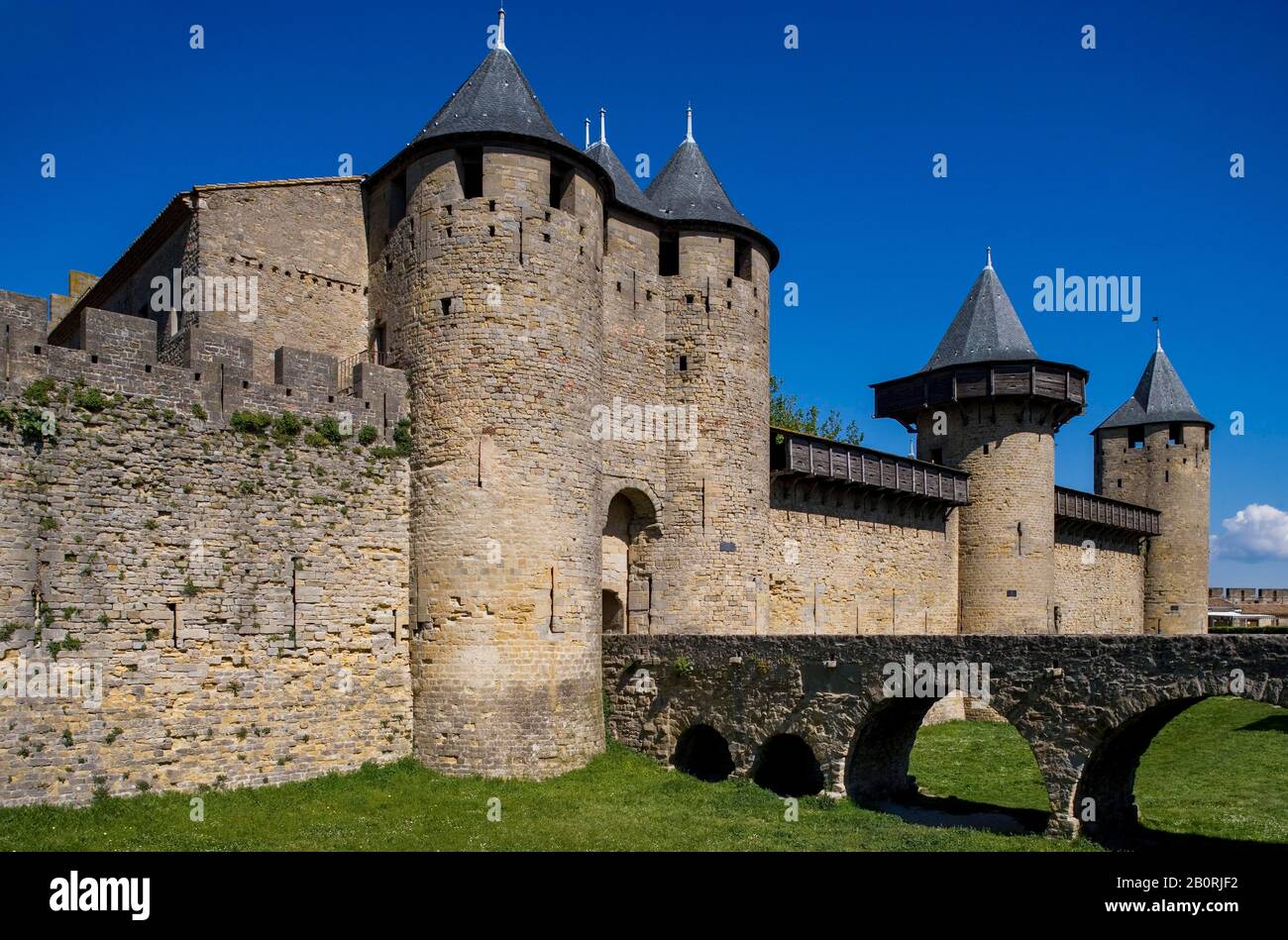 UNESCO-Weltkulturerbe, mittelalterliche Befestigungsstadt, Carcassonne, Departement Aude, Languedoc-Roussillon, Frankreich Stockfoto