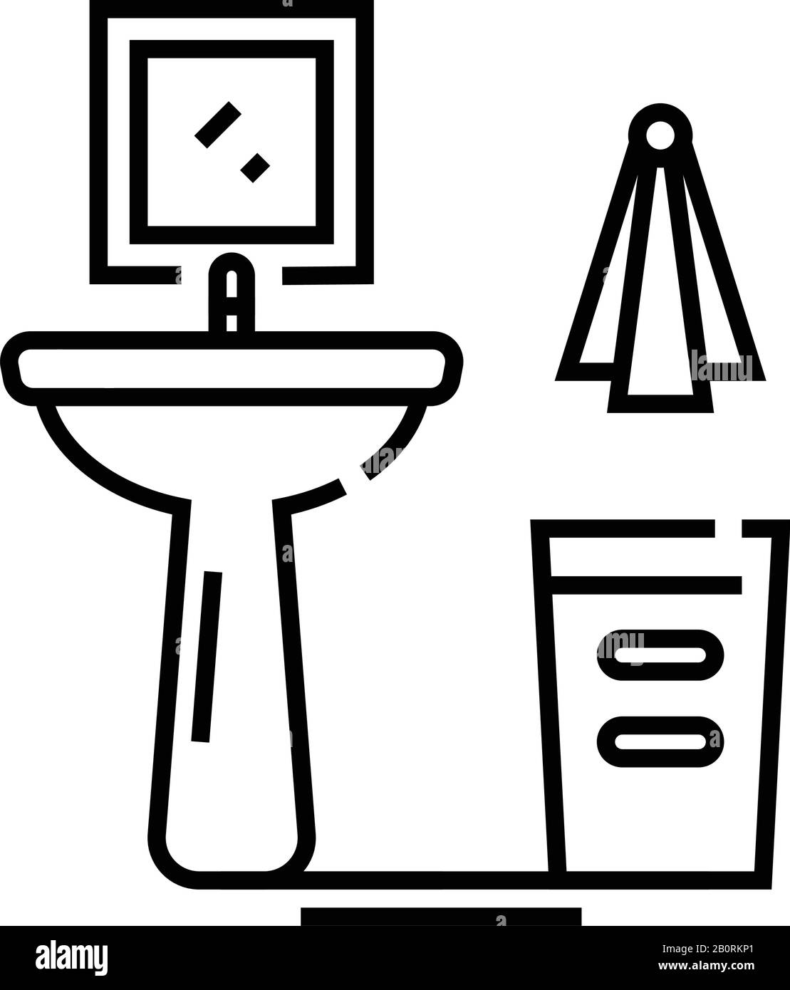 Symbol für Sinklinie im Bad, Konzeptschild, Vektorgrafik im Umriss, lineares Symbol. Stock Vektor