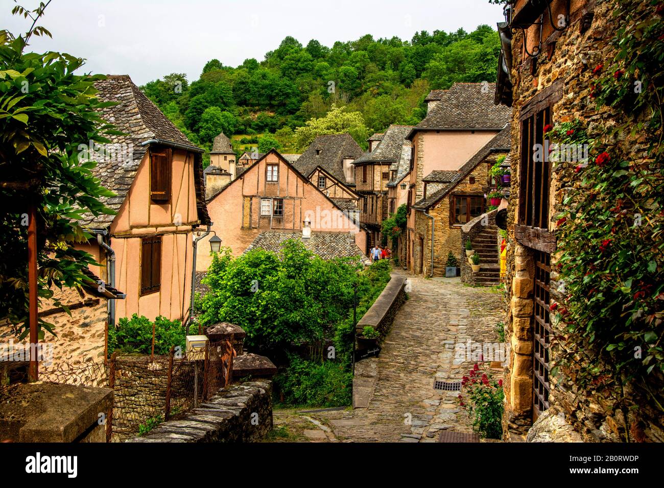 Conques, die schönsten Dörfer Frankreichs, das Departement Aveyron, Occitanie, Frankreich Stockfoto