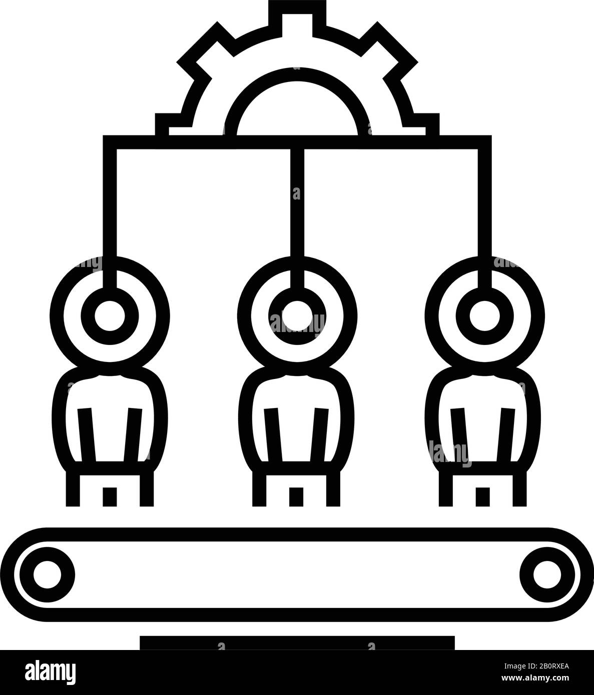 Symbol für automatische Prozesslinien, Konzeptzeichen, Konturvektorabbildung, lineares Symbol. Stock Vektor