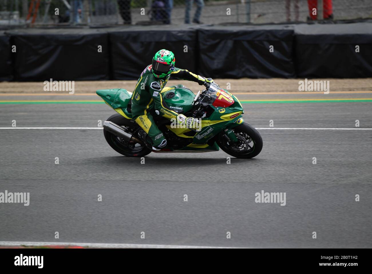 Storm STACEY (79) - Kawasaki - STAUFF Quick Connect Superstock 600 - 2019 Pirelli National Superstock 600 Championship with Black Horse. Brands Hatch Stockfoto