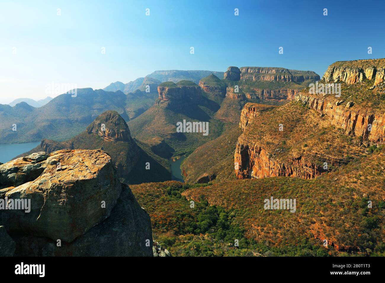 Blyde River Canyon mit drei Rondavels, Südafrika, Graskop, Blyde River Canyon Nature Reserve Stockfoto