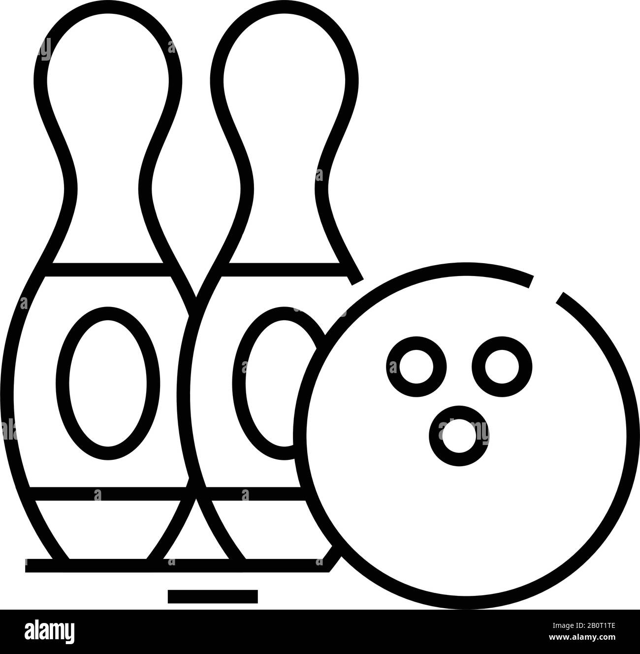 Symbol für die Linie der Bouling-Kugeln, Konzeptschild, Vektorgrafik der Umrisse, lineares Symbol. Stock Vektor