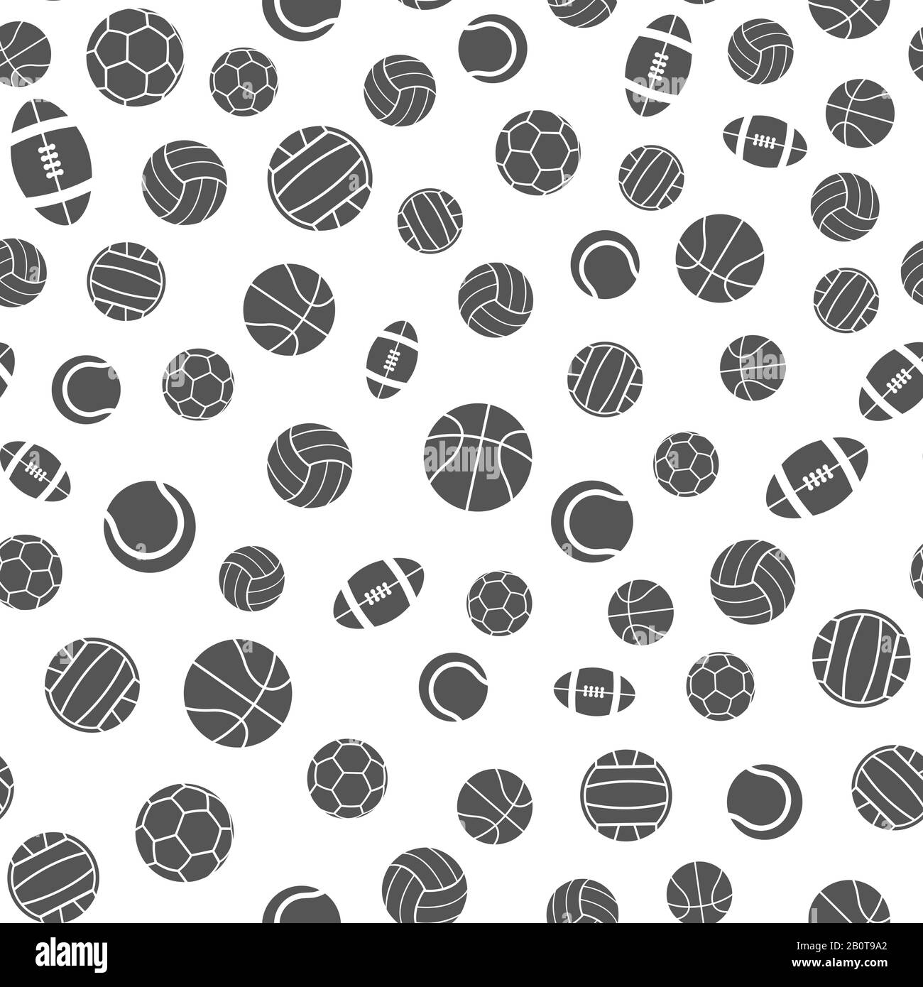 Sportbälle Vektor nahtloses Muster. Hintergrund mit Fußball und Fußball, Illustration des Designs Tennisball Stock Vektor