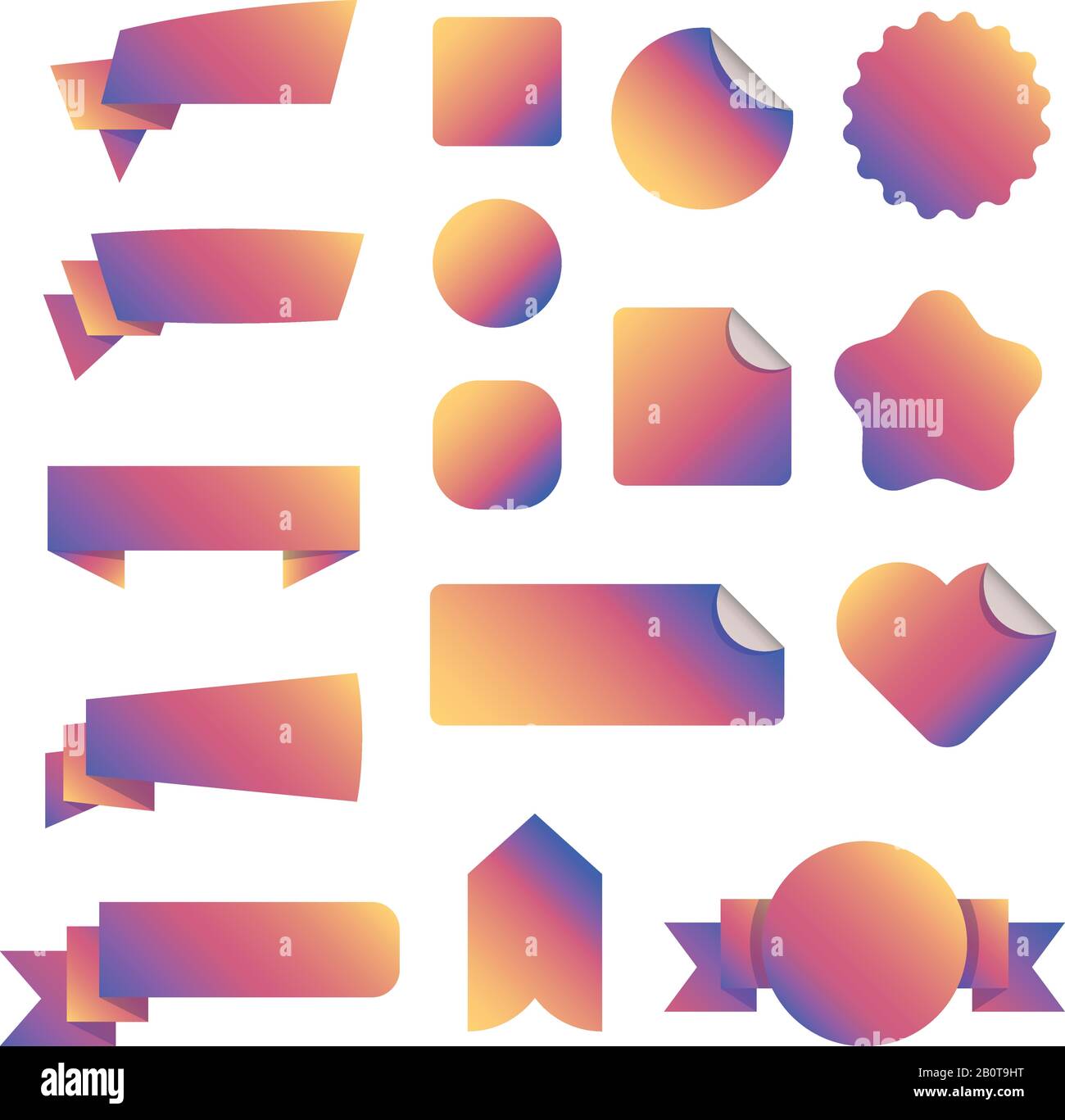 Sonderangebot Vektor-Banner und Rabattmarken mit hellen Gradientenfarben. Spezielle Bezeichnung des Satzes. Abbildung der Etikettenvorlage Stock Vektor