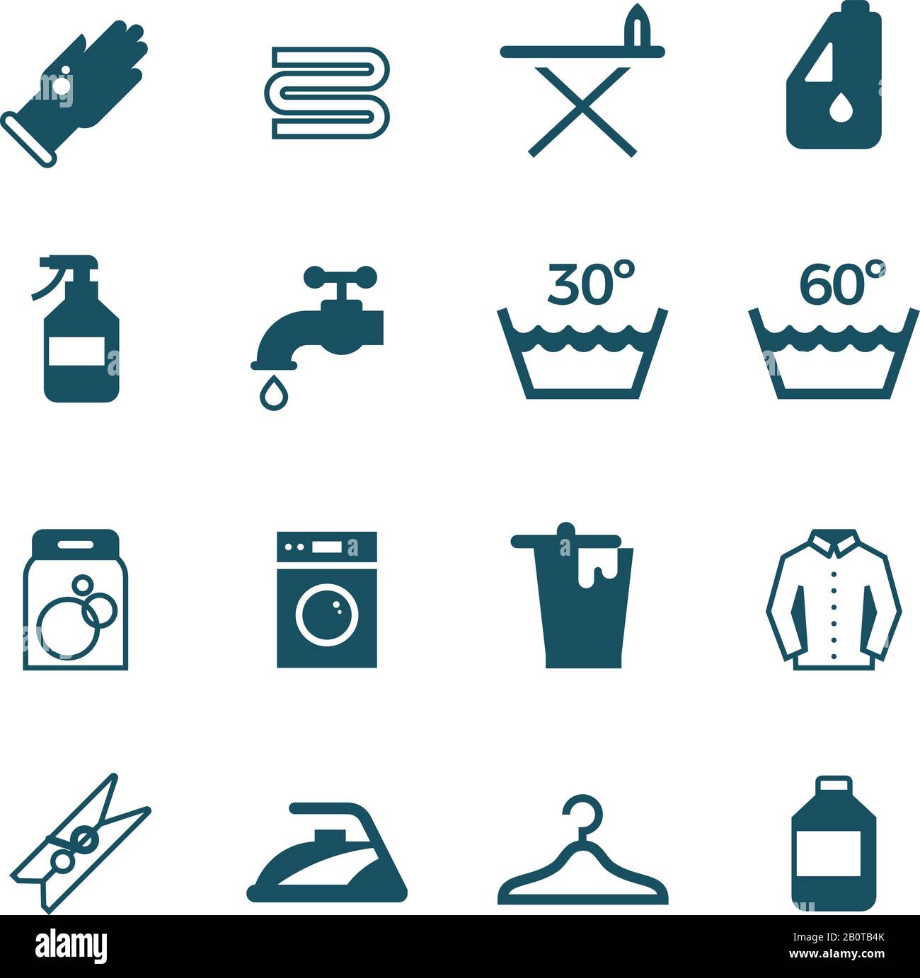Vektorsymbol für Hausarbeit und Wäsche. Waschmaschinen und Waschmaschinen, Abbildung der Waschmaschinen Stock Vektor