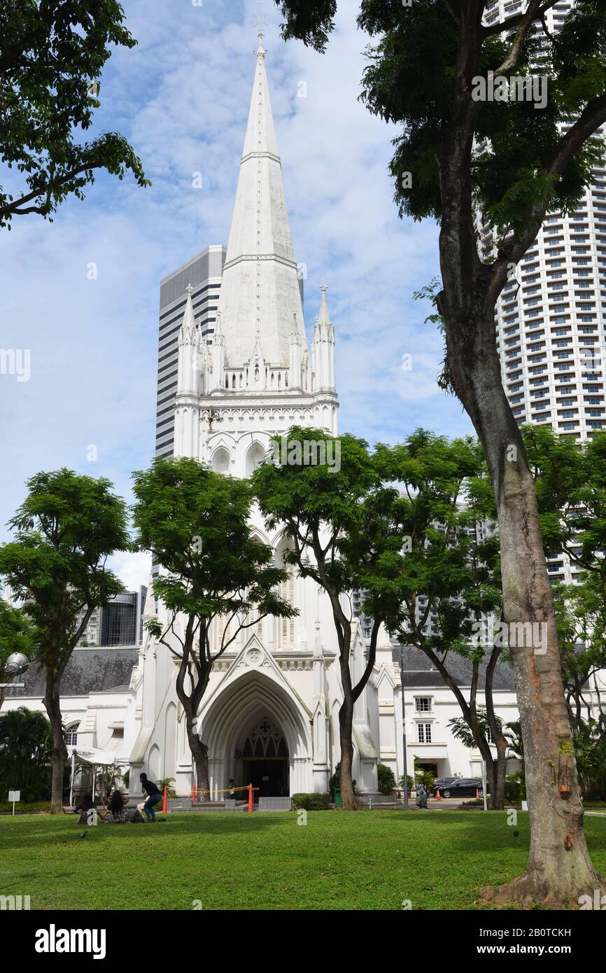 St. Andrew's Cathedral, gotisches Heiligtum in Singapur, Asien Stockfoto