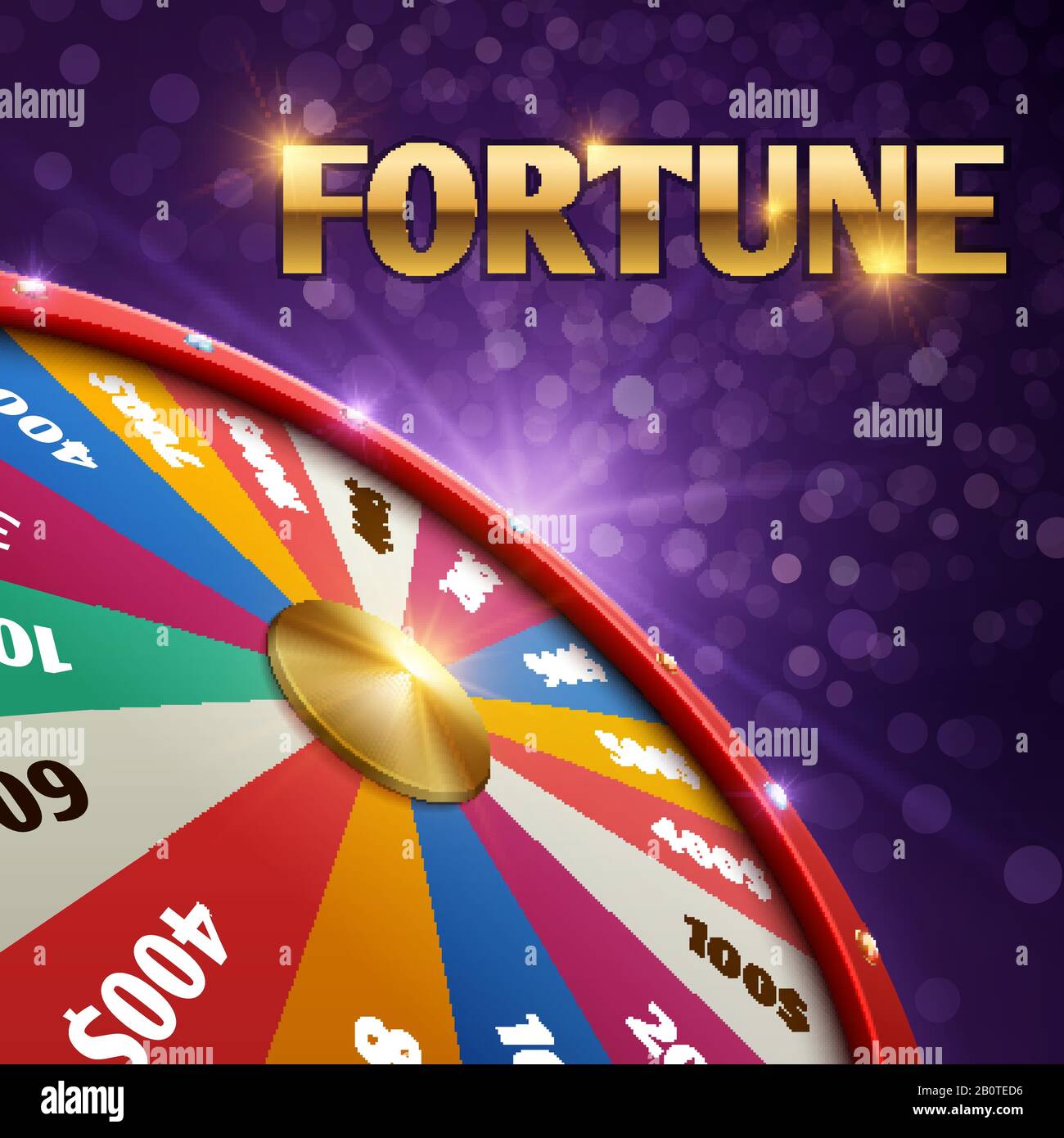 Vector Glücksspiel Hintergrund mit 3D Fortune Chance Rad. Glücksspiel mit Glücksrad Illustration Stock Vektor