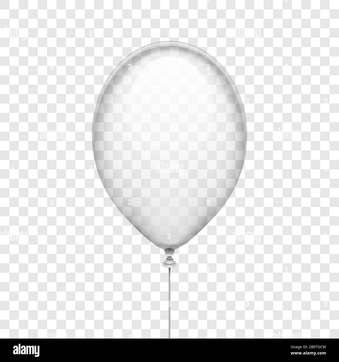 Transparenter weißer Gummiballon isoliert auf karierter Hintergrundvektorabbildung. Transparenter Ballon für Urlaub und Party Stock Vektor