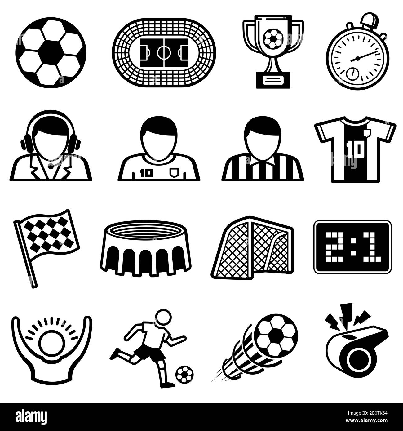 Vektorsymbole für Fußballsportarten. Symbole der Fußballmannschaft. Abbildung der Fußball- und Wettkampfmannschaft Stock Vektor