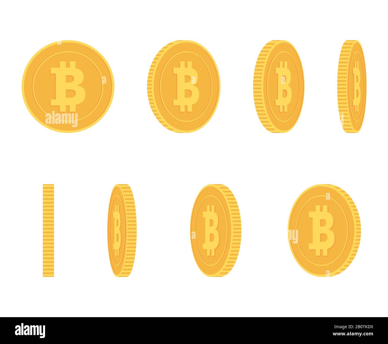 Bitcoin Goldmünze in verschiedenen Winkeln für den Animationsvektor Set Finance Money Currency Bitcoin Illustration Stock Vektor