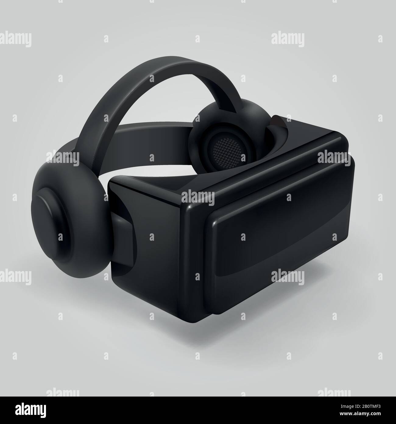 Virtual Reality 3D futuristische Brille Display. VR Helmvisier isolierte Vektordarstellung. Helm zu Videospiel Stock Vektor