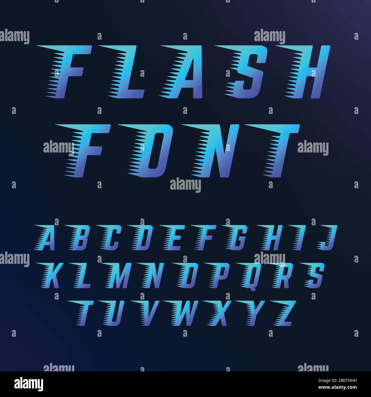 ABC-Buchstaben mit Geschwindigkeitszeileffekt. Die Vektorschrift passt in die schnelle Bewegung. Dynamische Typografie Alphabet Beschriftung Illustration Stock Vektor