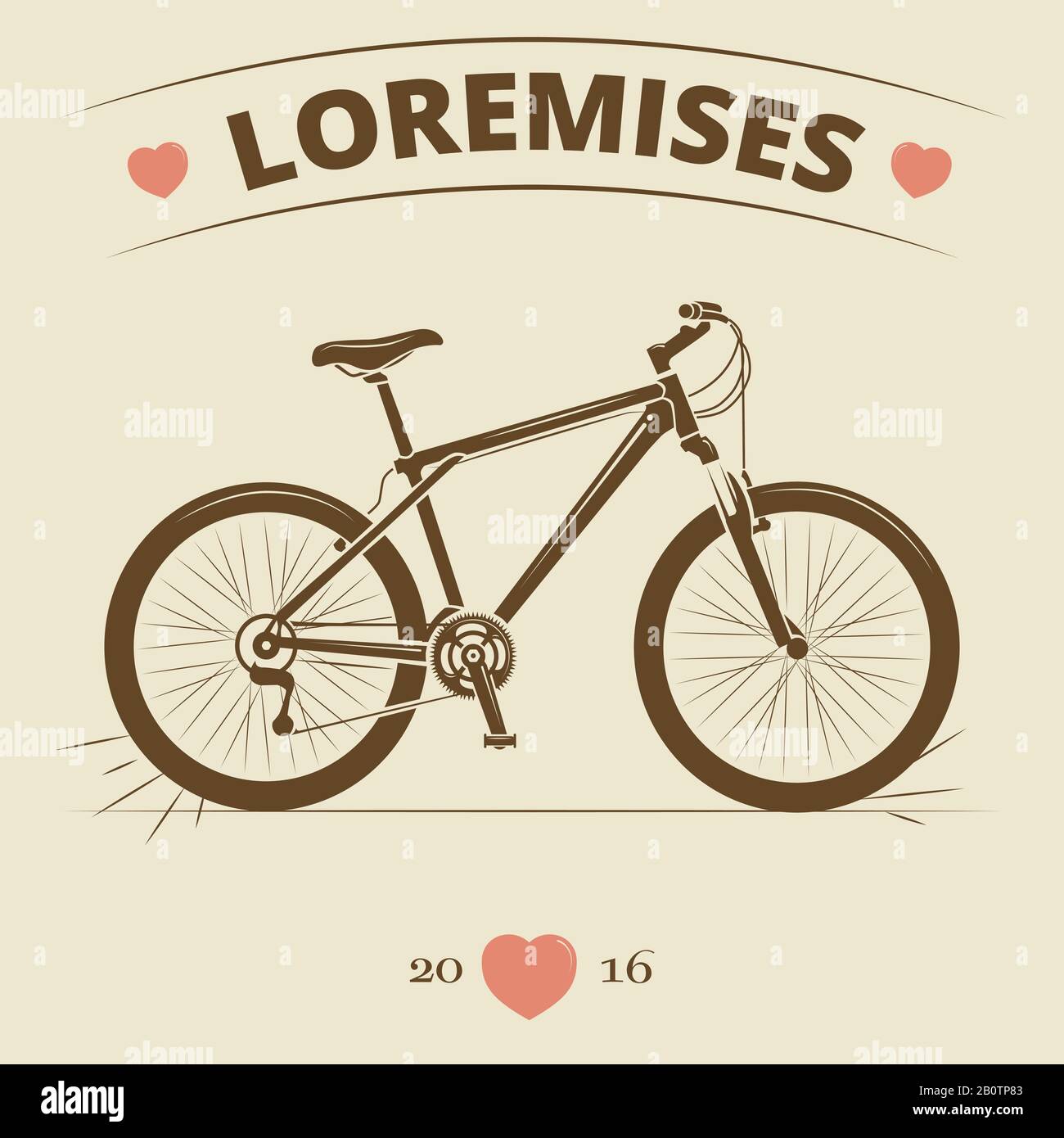 Vintage Fahrradlogo oder Druckdesign. Retro-Bike-Banner oder Poster. Vektorgrafiken Stock Vektor