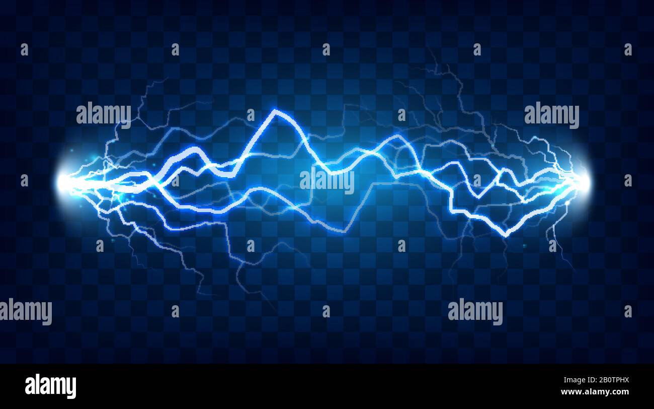 Elektrische Entladung schockiert für die Konstruktion. Strom elektrische Energie Blitzschlag oder Elektrizität beeinflusst isolierten Vektor Stock Vektor