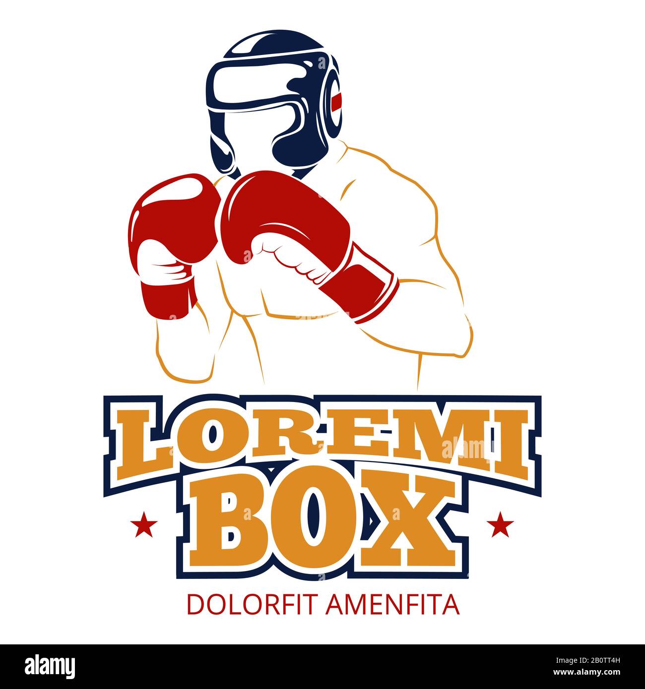Boxing Athlet Poster Design - farbenfrohes Sportbanner isoliert auf weißem Hintergrund . Vektorgrafiken Stock Vektor