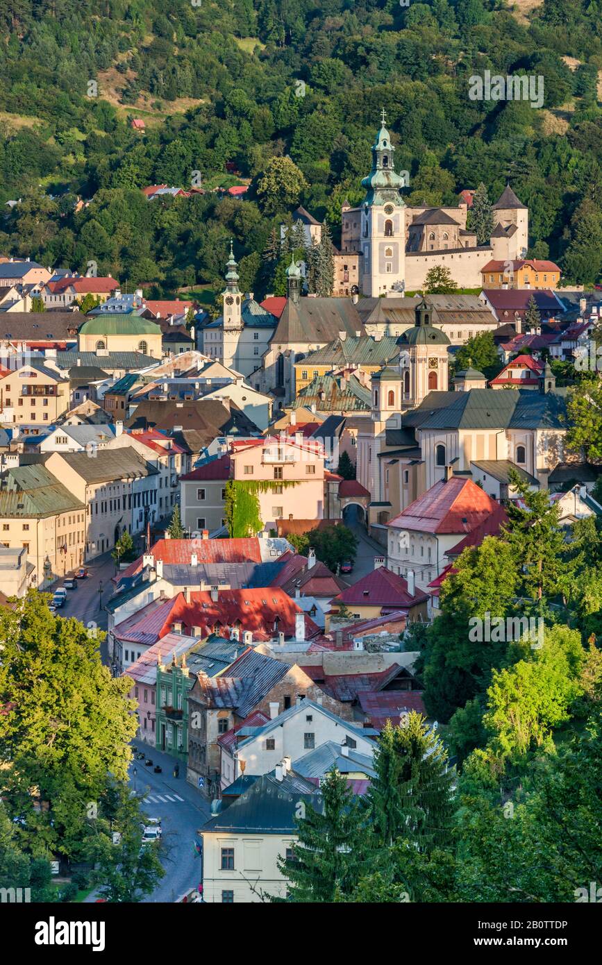 Allgemeiner Blick auf Banska Stiavnica, UNESCO-Weltkulturerbe, Banska Bystrica Region, Slowakei Stockfoto