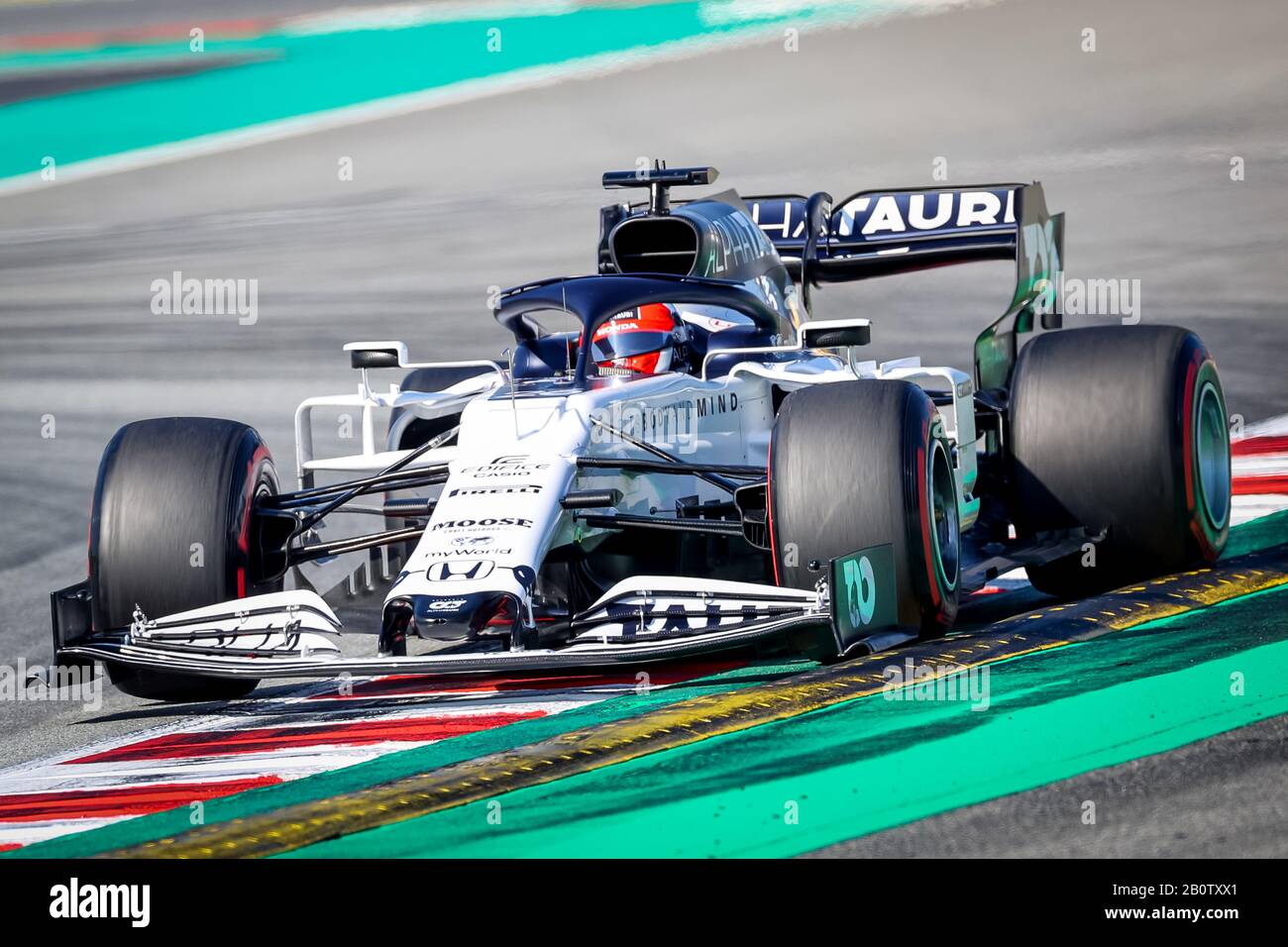 Daniil Kvyat von Alpha Tauri wurde am dritten Tag der F1-Testtage in Montmelo im Einsatz gesehen. Stockfoto