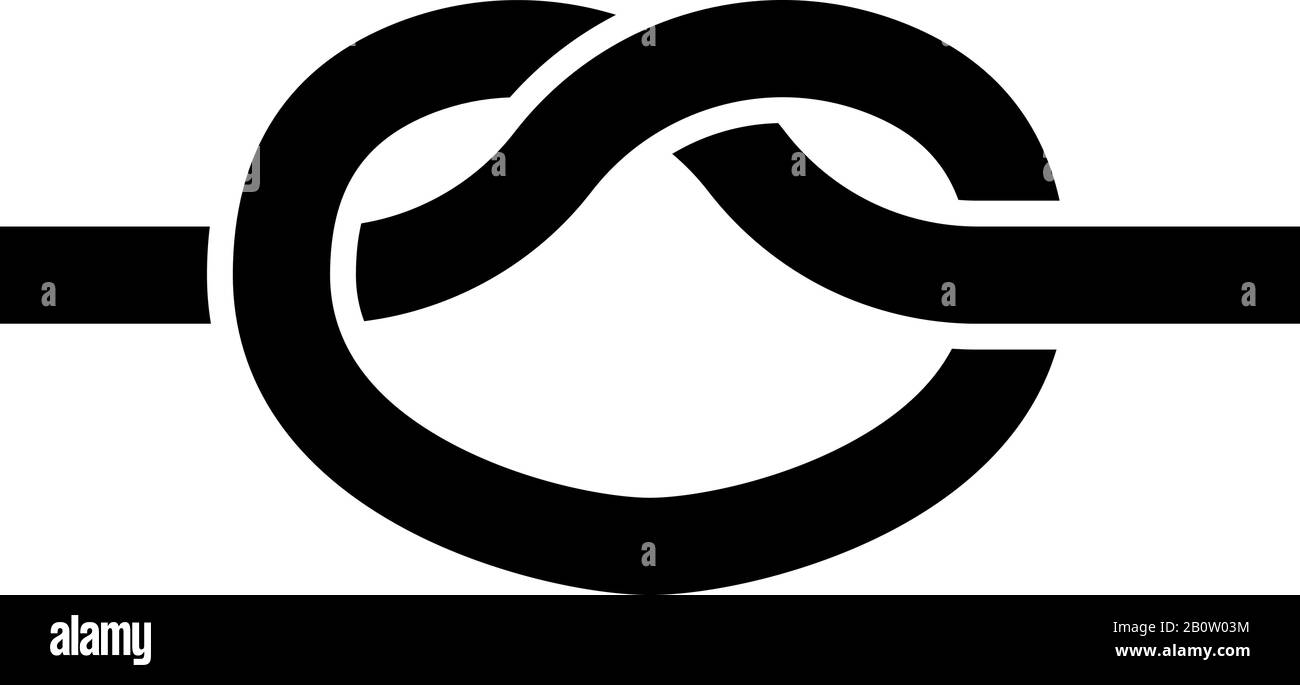 Knotenschnur Knotenschnur Konzept Schlinge Symbol schwarz Farbe Vektor Illustration flaches Design einfaches Bild Stock Vektor