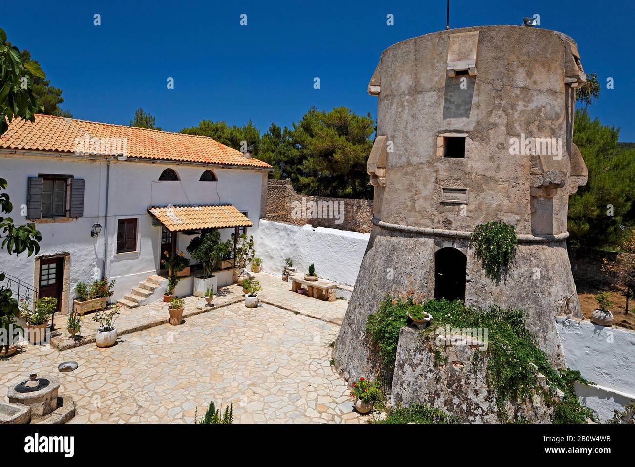 Kloster von Agios Georgios Krimnon, Navagio, Insel Zakynthos, Griechenland Stockfoto