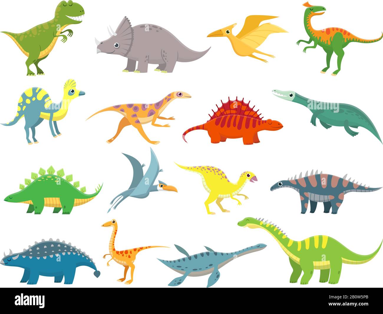 Süßer Baby-Dinosaurier. Dinosaurier Drache und lustiger Dino-Charakter. Fantasy-Cartoon Dinosaurier Vektorgrafiken gesetzt Stock Vektor