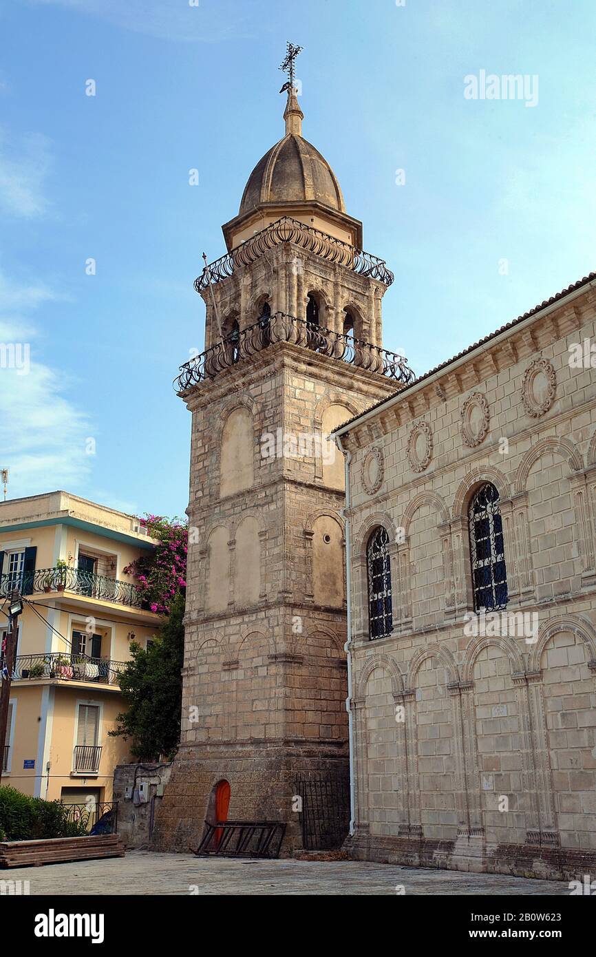 Kirchturm der Kirche Fanemoreni, Zakynthos-Stadt, Insel Zakynthos, Griechenland Stockfoto