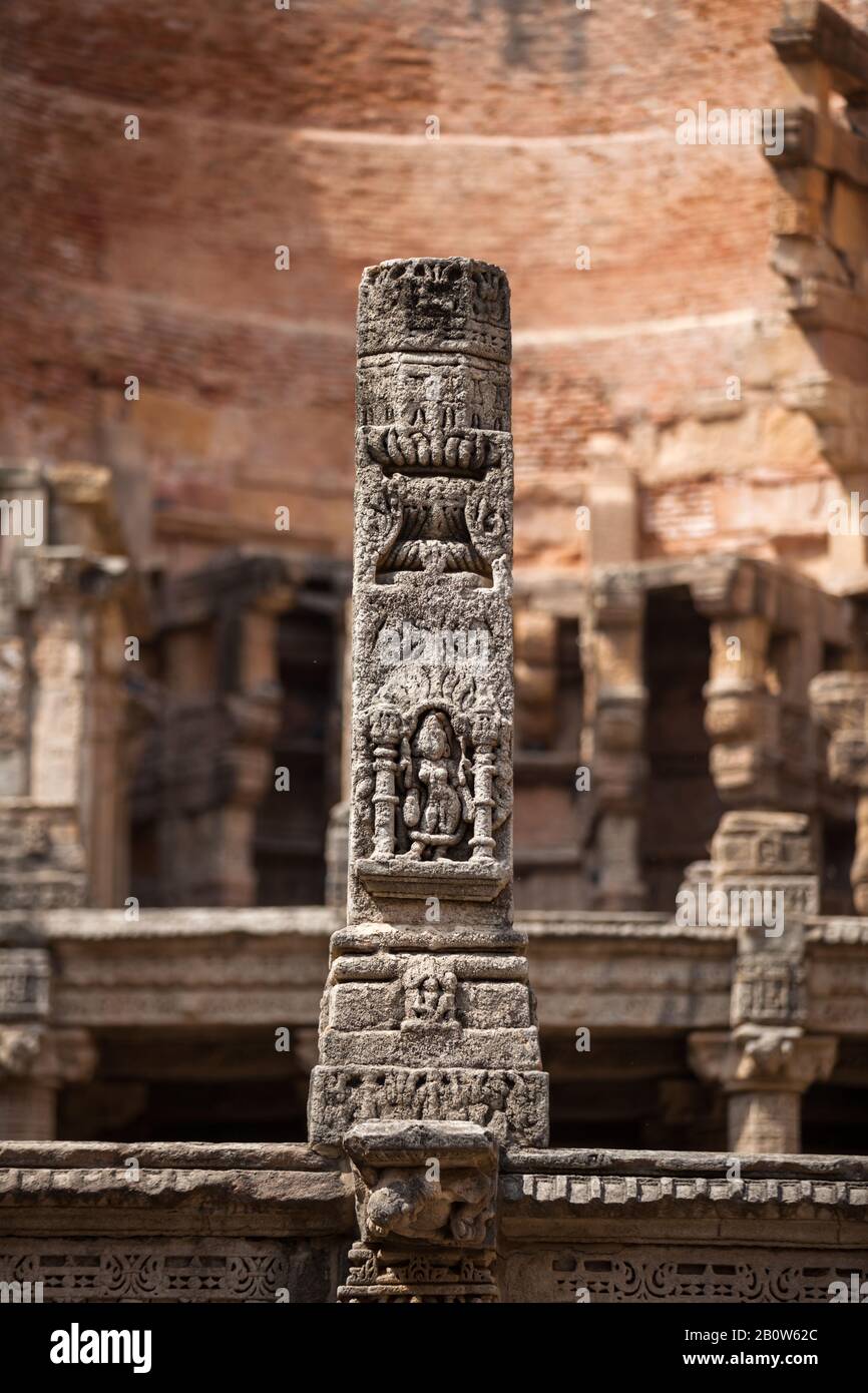 Altes architektonisches Wunder Stepwell am Rani KI Vav in Patan, Gujarat, Indien, Asien. Stockfoto