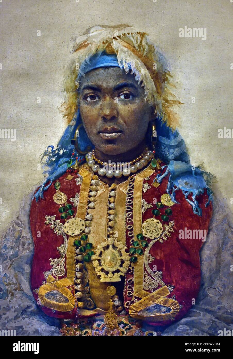 Bride, ein Gemälde des spanischen Malers Josep Tapiró i Baró (186-1913 ) katalanischer Maler, der für seine Aquarellporträts aus Marokko bekannt ist Stockfoto
