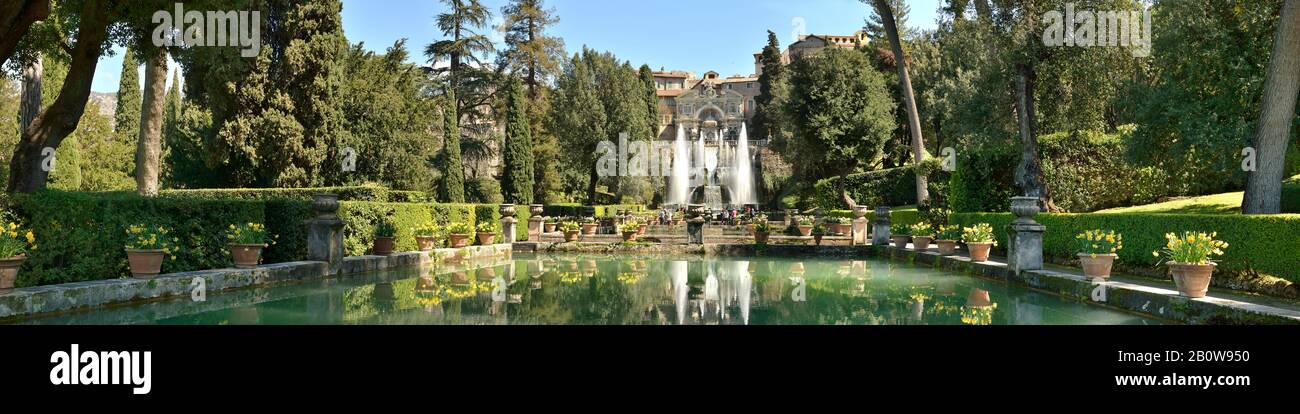 Villa d'Este - Tivoli (Neptun- und Fischteiche), UNESCO-Weltkulturerbe - Latium, Italien, Europa Stockfoto