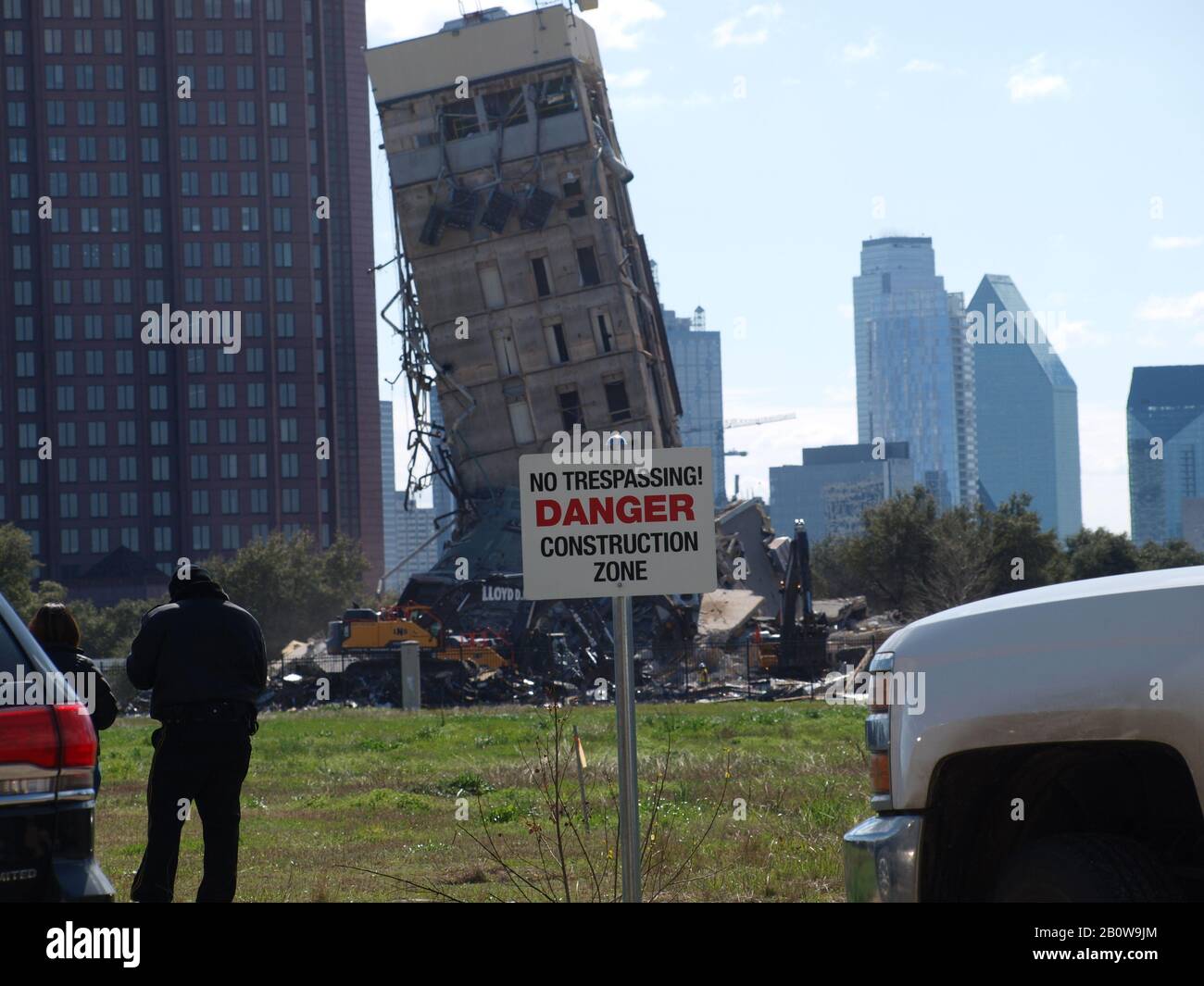 Ungeplanter Schiefer Turm von Dallas Stockfoto