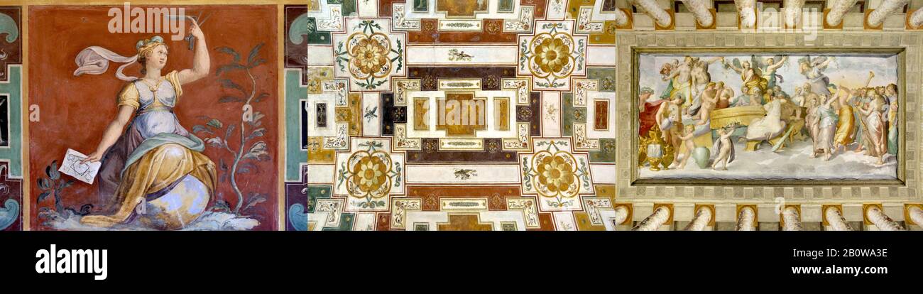 Villa d'Este - Tivoli (Triptychon von Freskos), UNESCO-Weltkulturerbe - Latium, Italien, Europa Stockfoto