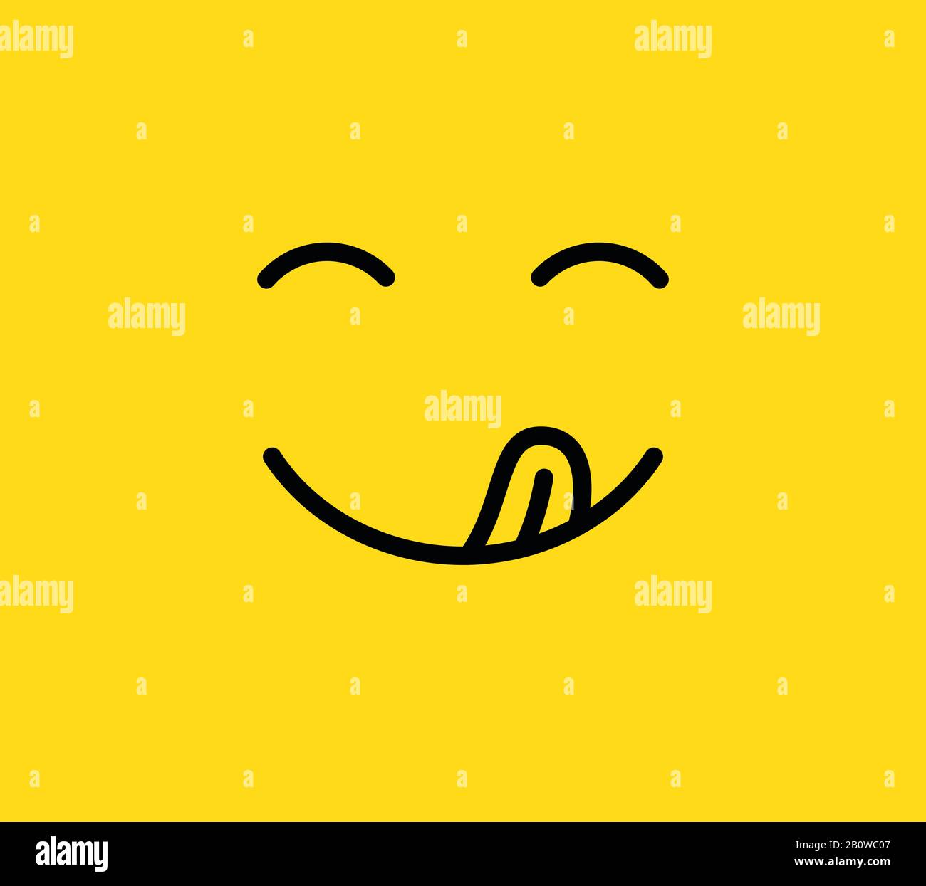 Mein Lächeln. Köstliche, leckere Emoji-Gesichter mit Mund und Zunge. Lustige Stimmung Linien-Vektor-Symbol Stock Vektor