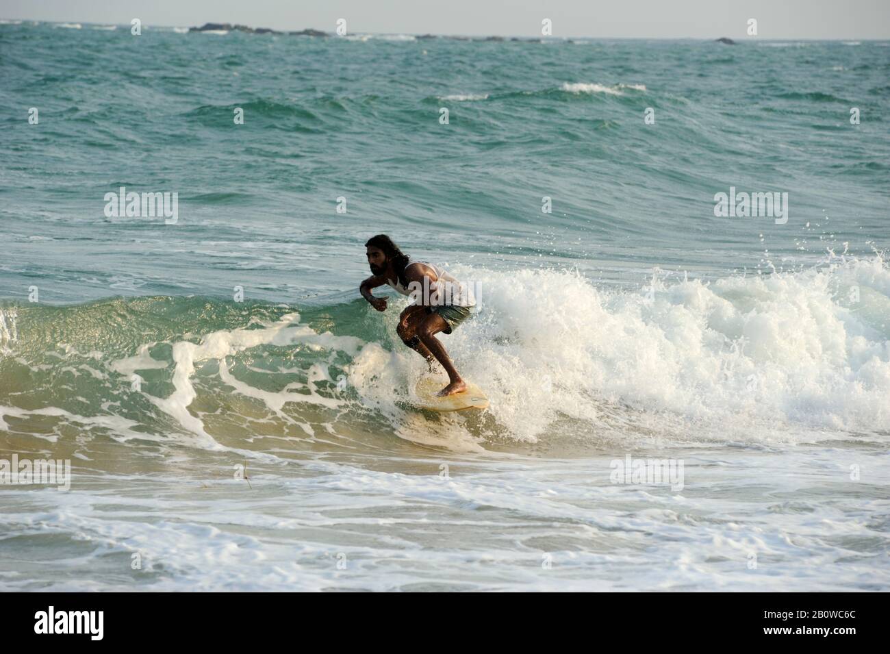 Sri Lanka, Tangalle-Strand, Surfen Stockfoto