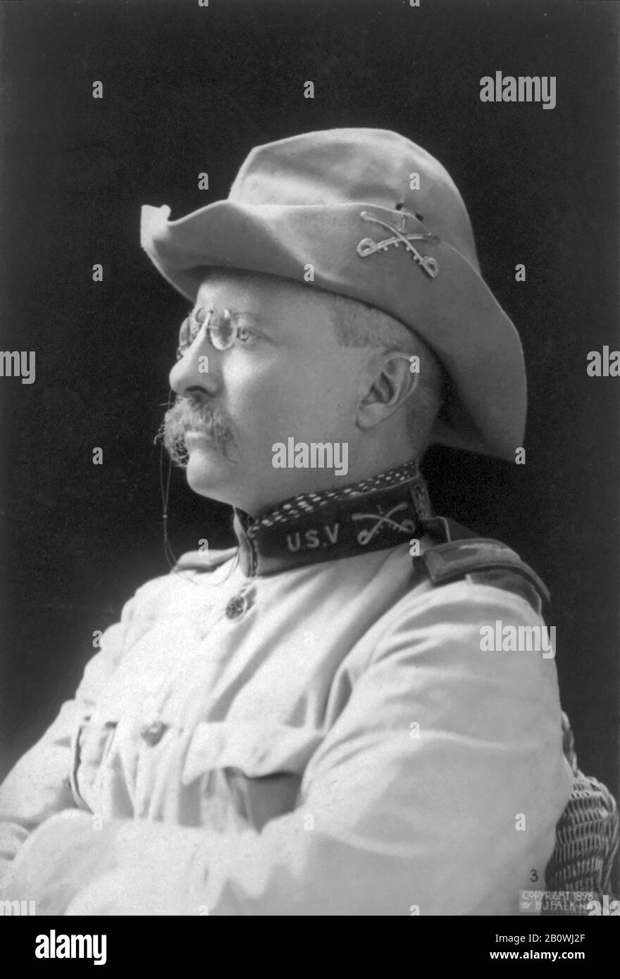 Theodore ROOSEVELT (1858-1919) amerikanischer Staatsmann im Jahr 1898 als Kommandeur des Ersten U.S.Freiwilliger Cavalry Regiment während des Spanisch-Amerikanischen Krieges Stockfoto