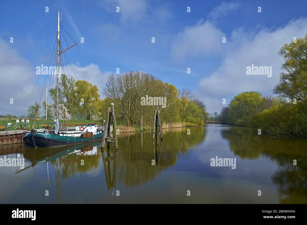 Museumsschiff Annemarie im Hafen von Borstel, Landkreis Jork, Altes Land, Niedersachsen, Deutschland, Europa Stockfoto