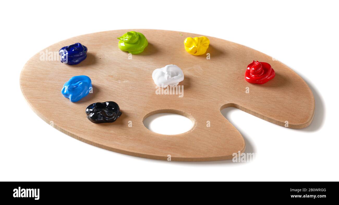 Malerpalette mit mehreren Farben Stockfoto