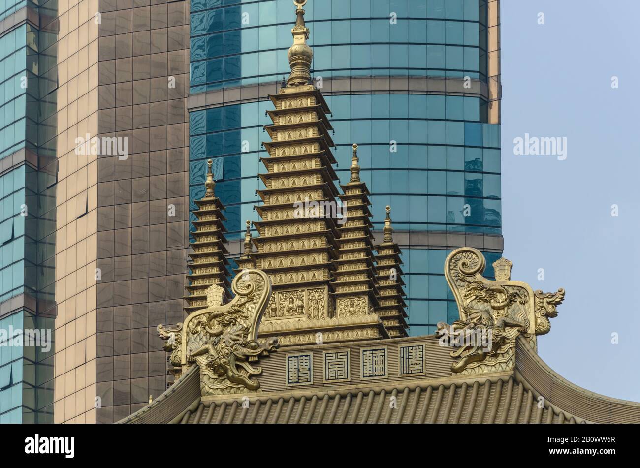 Architektur, Jing'an Tempel, Shanghai, China, Asien Stockfoto